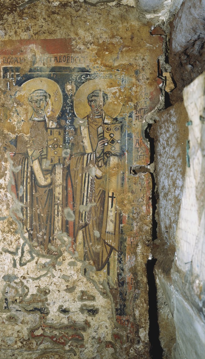 Veggmaleri fra krypten til pavene, katakombene i San Callisto, Roma av Roman