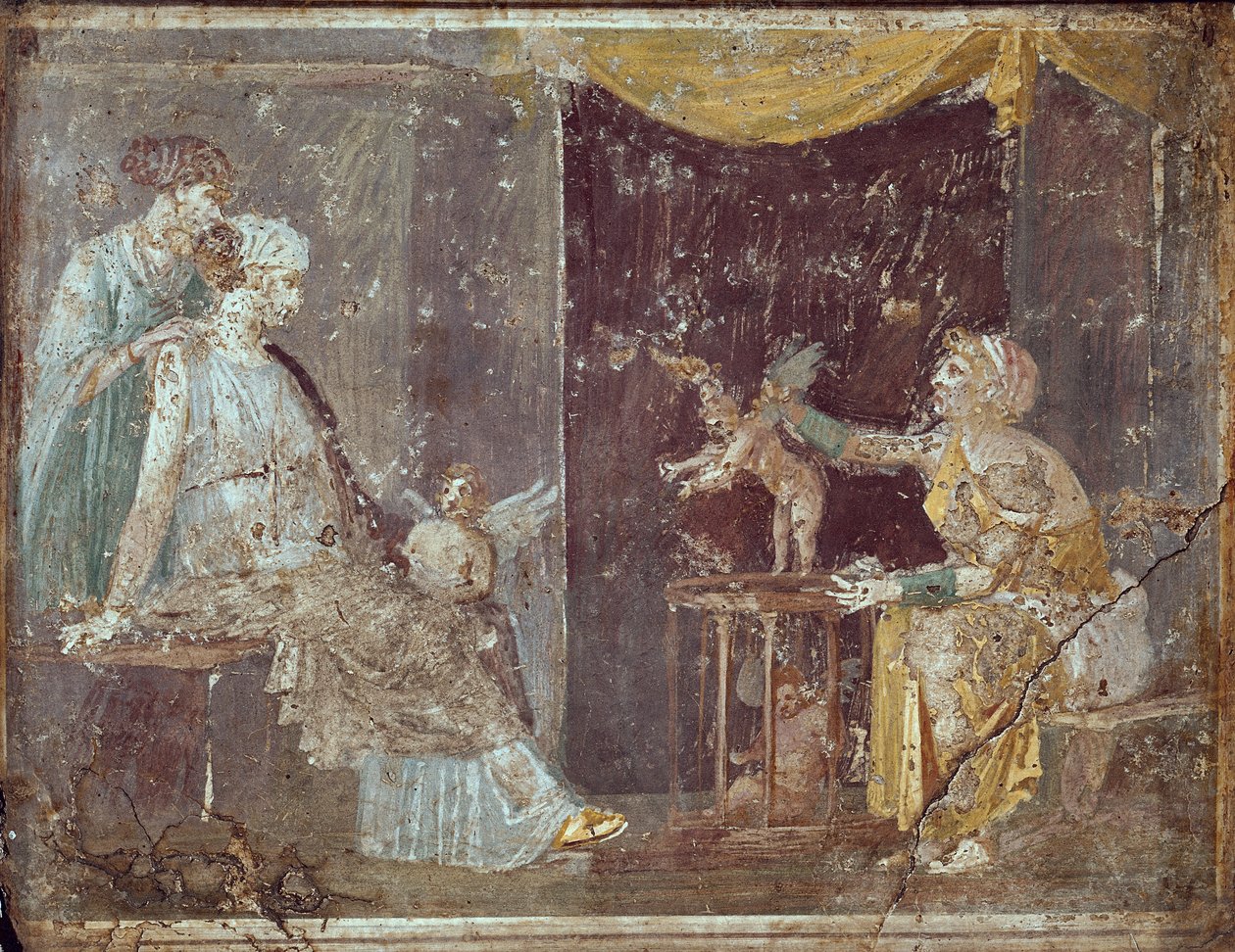 Kvinne som selger Cupids, fra Stabiae, 1. århundre f.Kr.-79 e.Kr av Roman