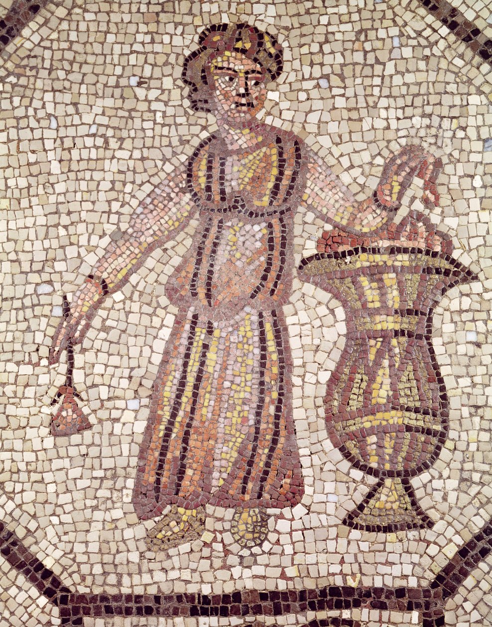 Ung jente med blomster (mosaikk) av Roman