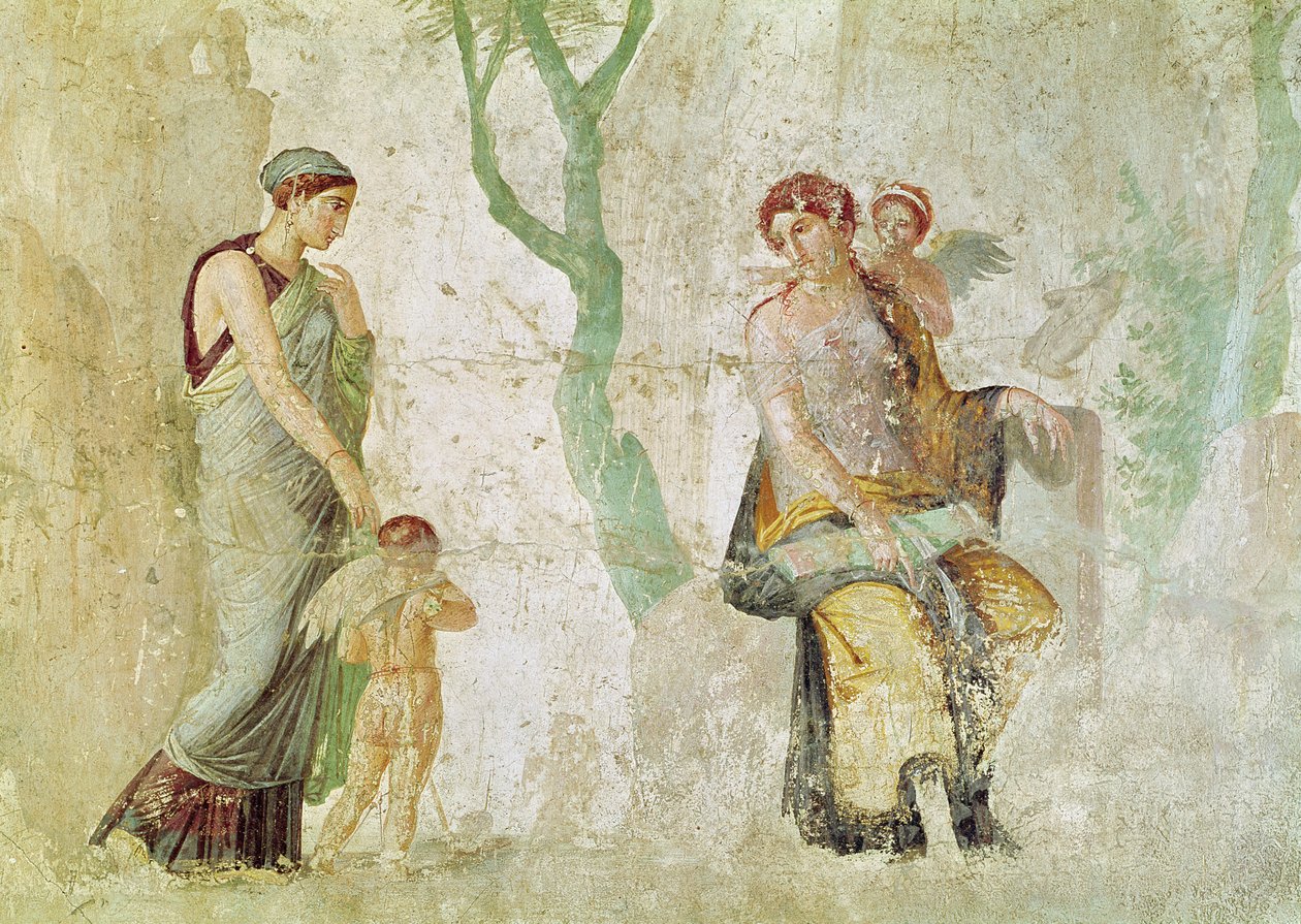 Eros blir straffet i nærvær av Afrodite av Roman Imperial Period