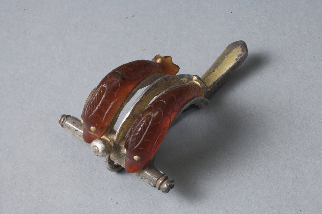 Fibula med delfiner (karneol, gull og sølv) av Roman Imperial Period