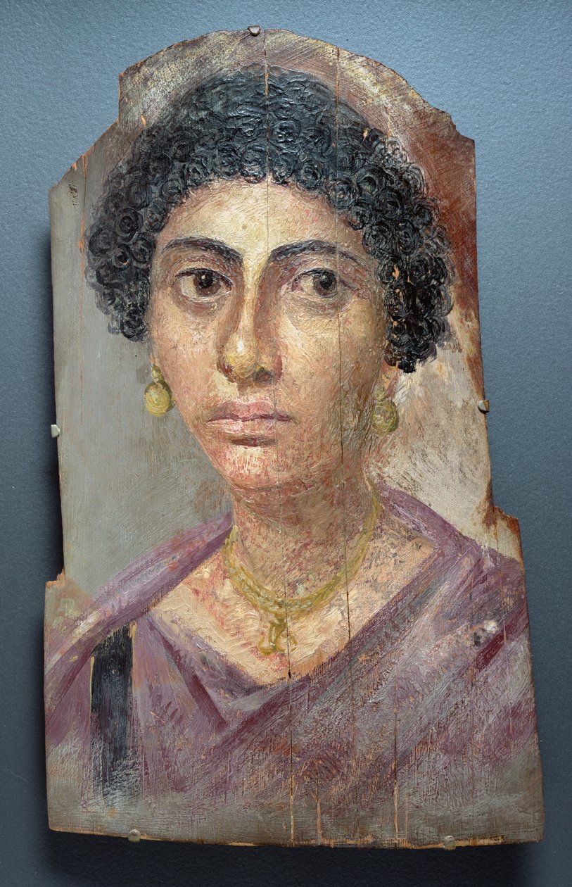 Funerary Portrait of a Woman, AD 100-05 (enkaustisk på tre) av Roman Period Egyptian