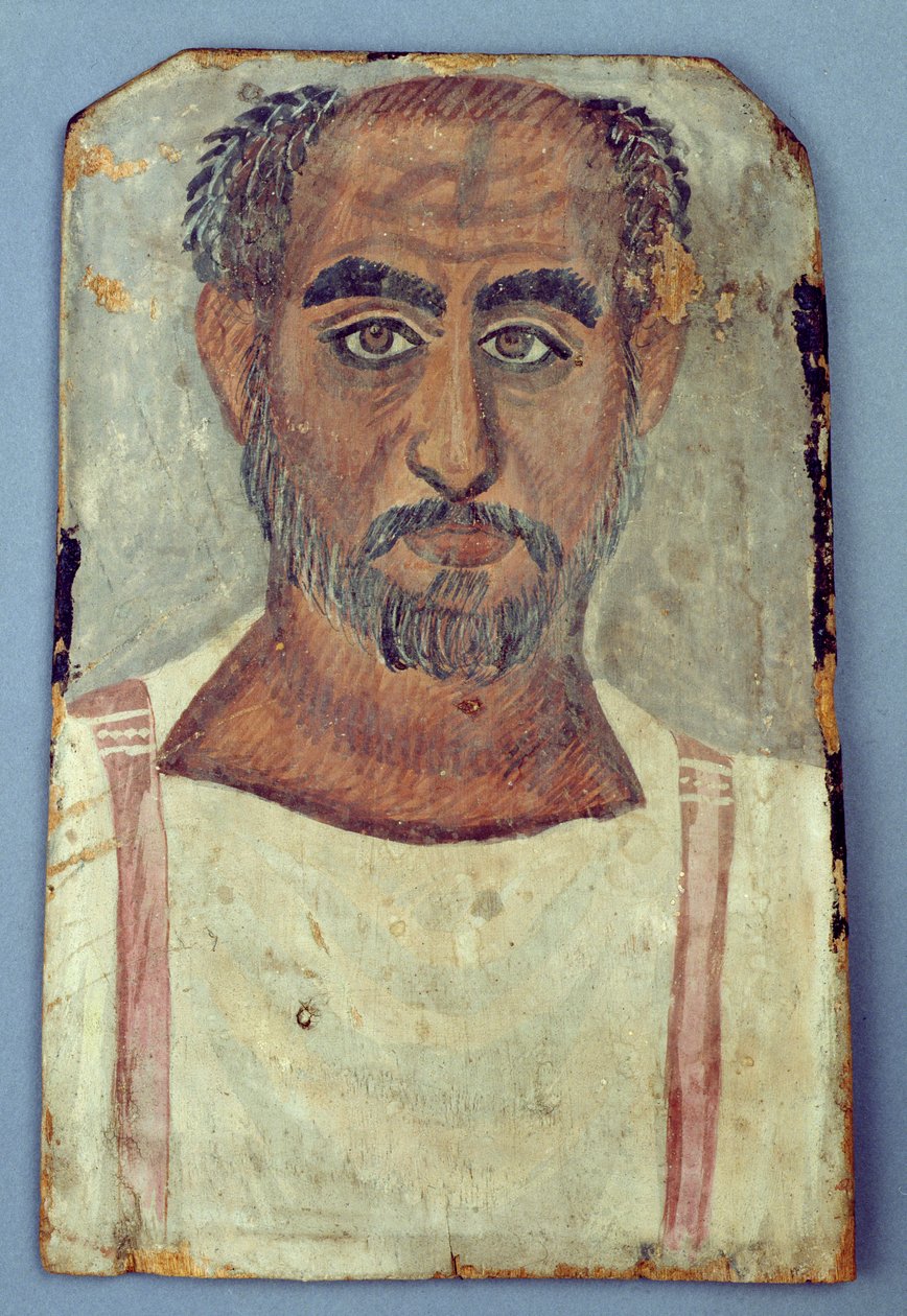 Mumieportrett av en mann, ca. 250-300 e.Kr. (tempera på tre) av Roman Period Egyptian