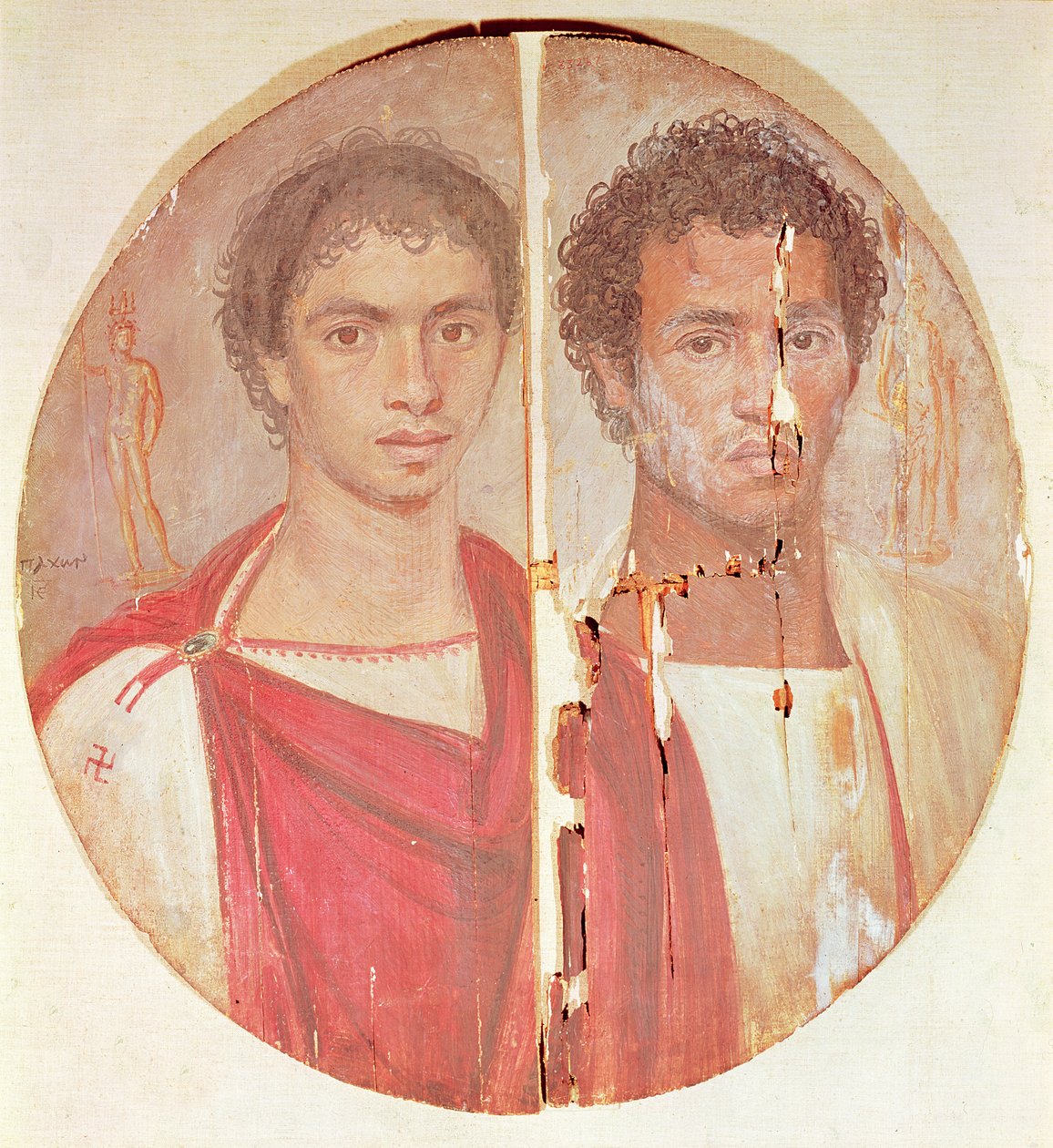 Portrett av to brødre (enkaustisk maleri på tre) av Roman Period Egyptian