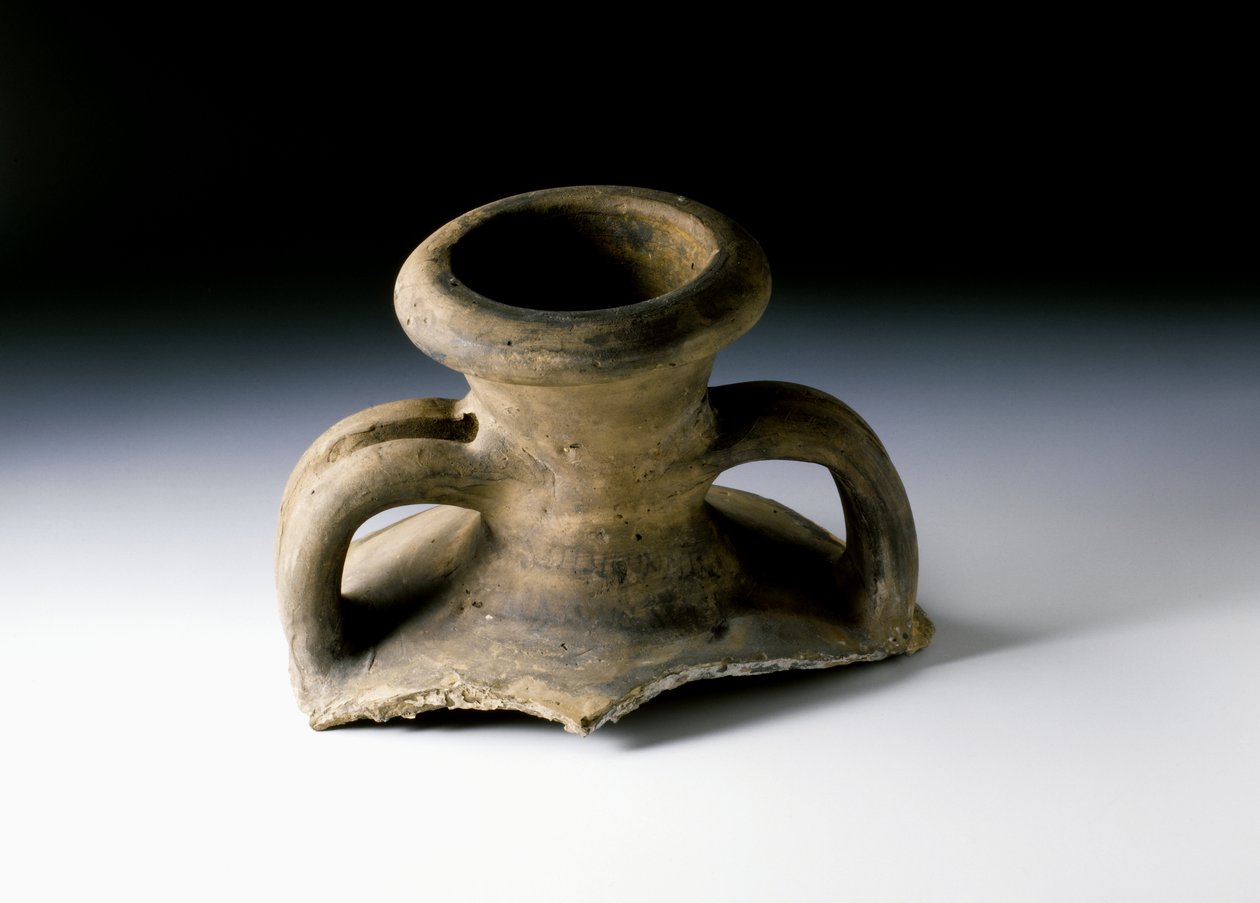 Fransk vinamfora med malt inskripsjon på halsen, fra det romerske stedet i Newstead, Melrose (gråvarer) av Roman Roman