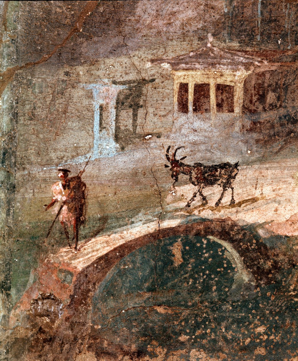 En mann med geiten sin (fresco av Roman