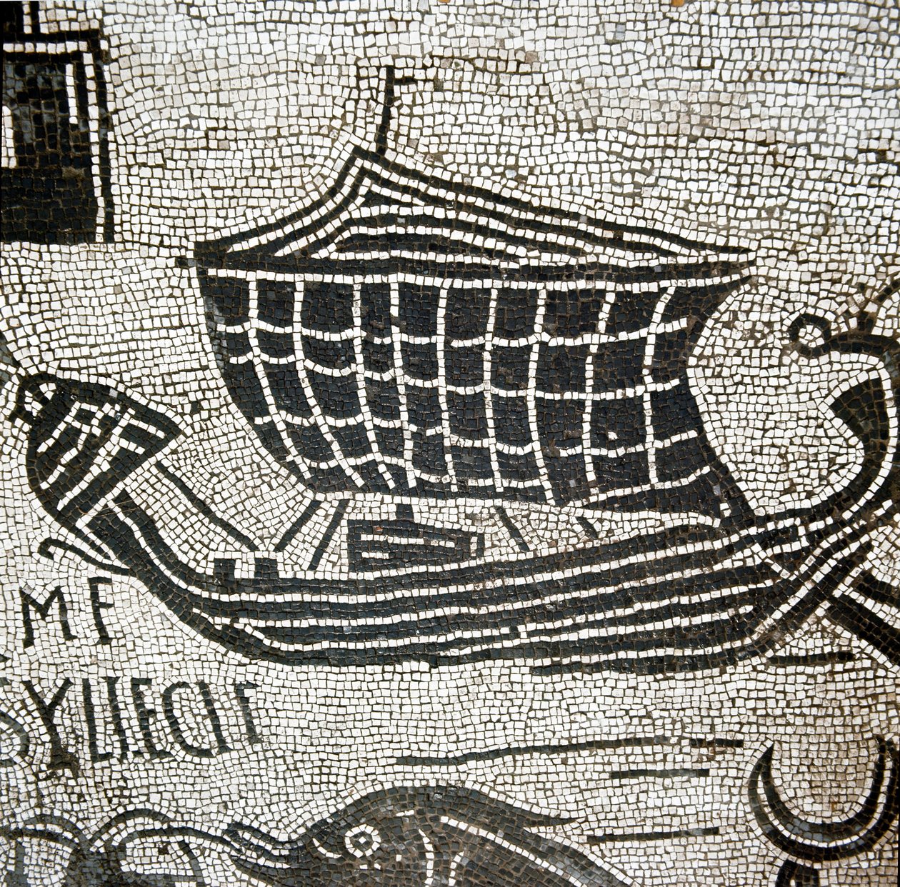 Et skip fra Alexandria i havnen i Ostia (mosaikk av Roman