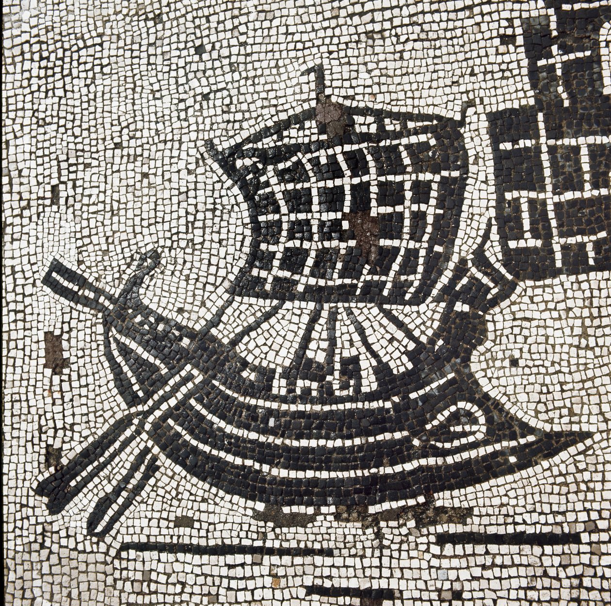 Et skip i havnen i Ostia (mosaikk av Roman
