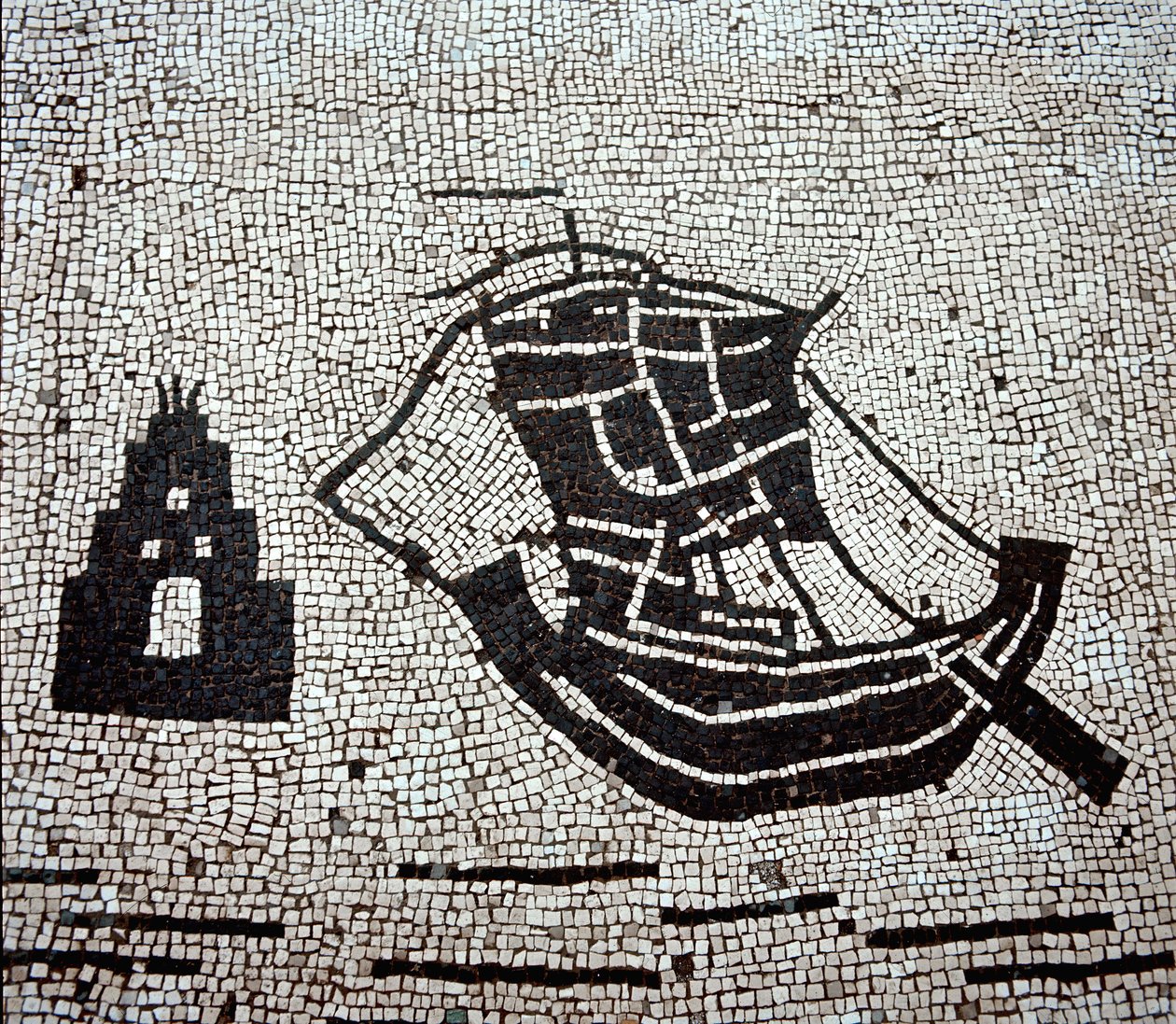 Et skip i Ostia havn (mosaikk av Roman