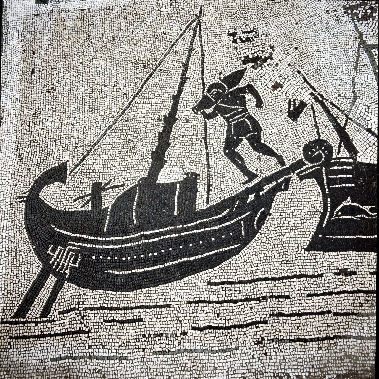 Et skip fra Cagliari som returnerer til havnen i Ostia (mosaikk av Roman