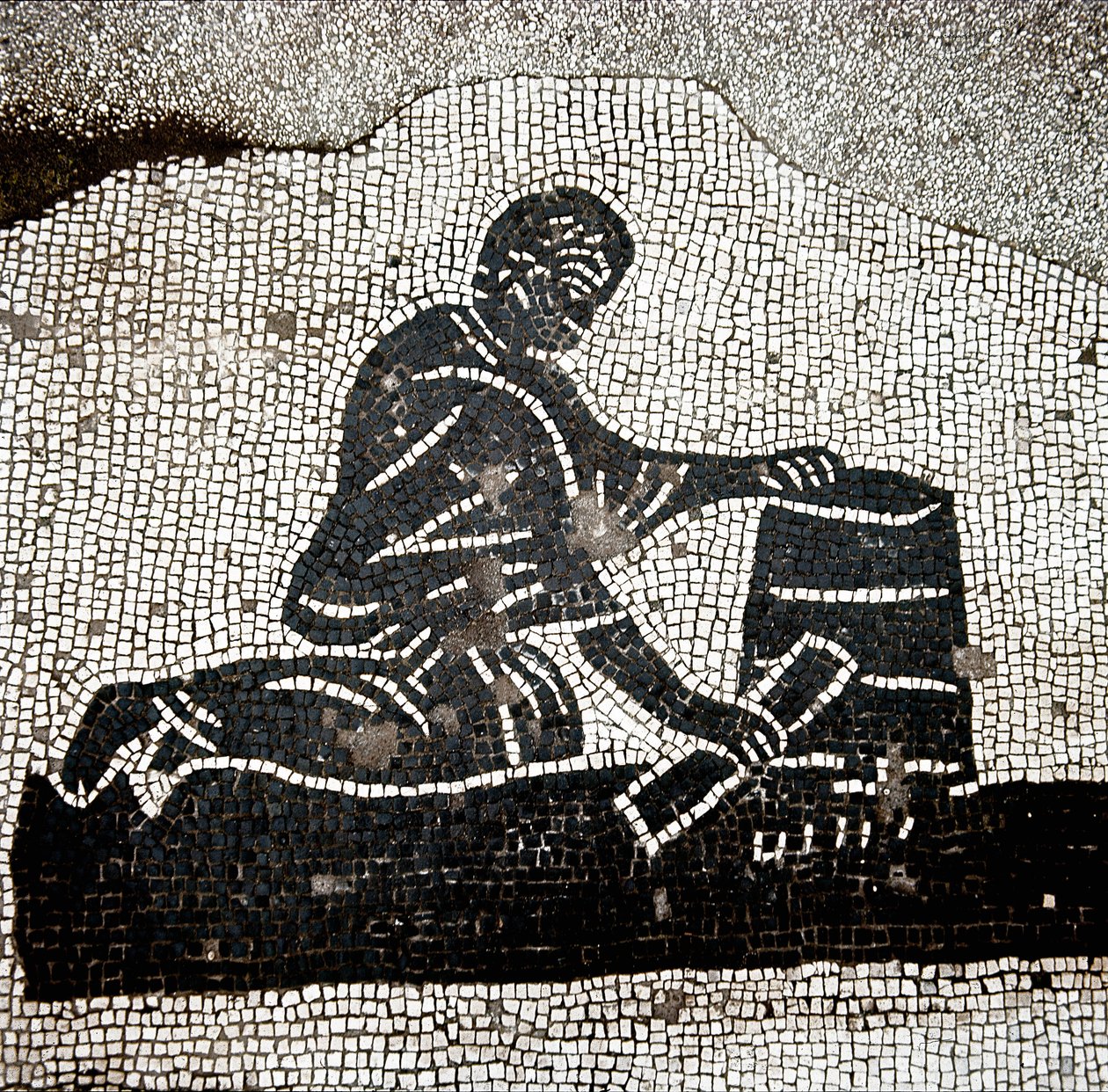 En arbeider som fyller en skjeppe (mosaikk av Roman