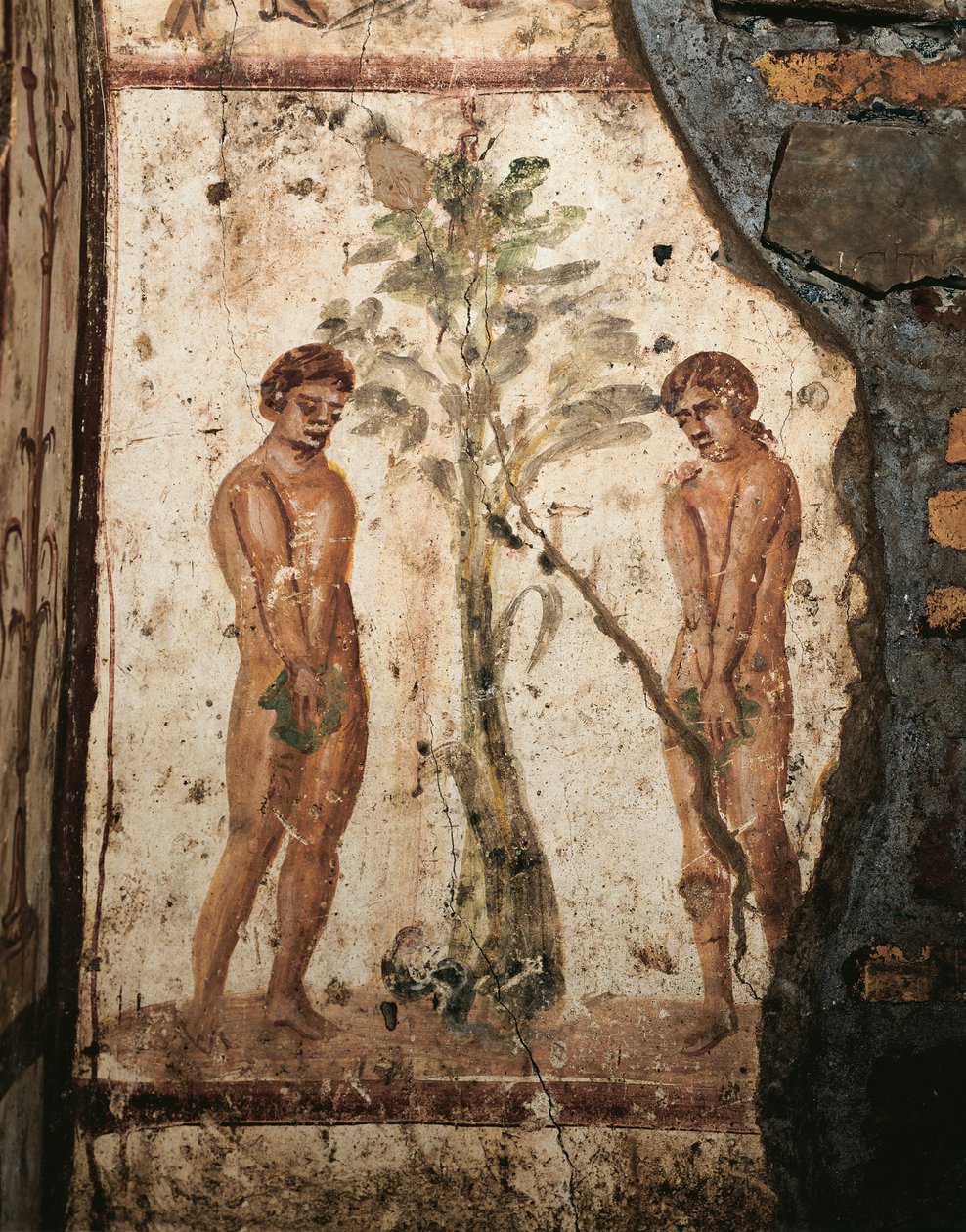 Adam og Eva i Edens hage (fresko) av Roman
