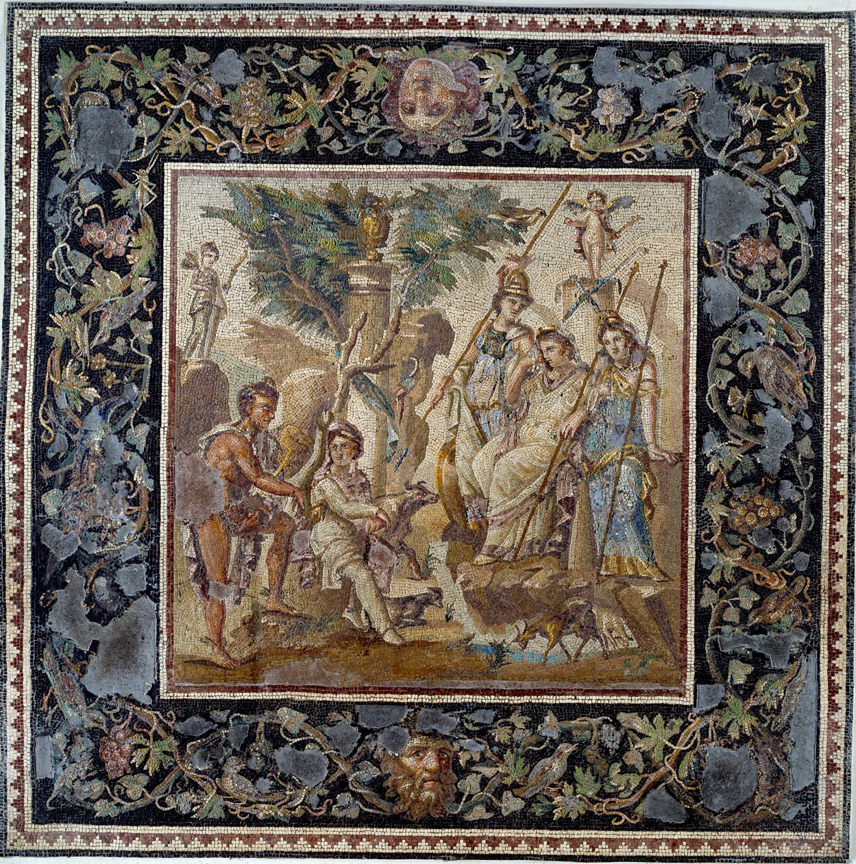 Art of Ancient Roma: Judgment of Paris. Mosaikk fra huset til Atrium a Antiokia, 2. århundre e.Kr. Museet Louvre av Roman