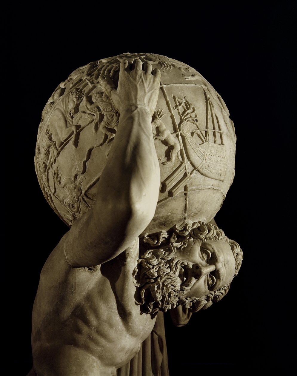 Atlas, kopi av en gresk hellenistisk original (marmor) (detalj) av Roman