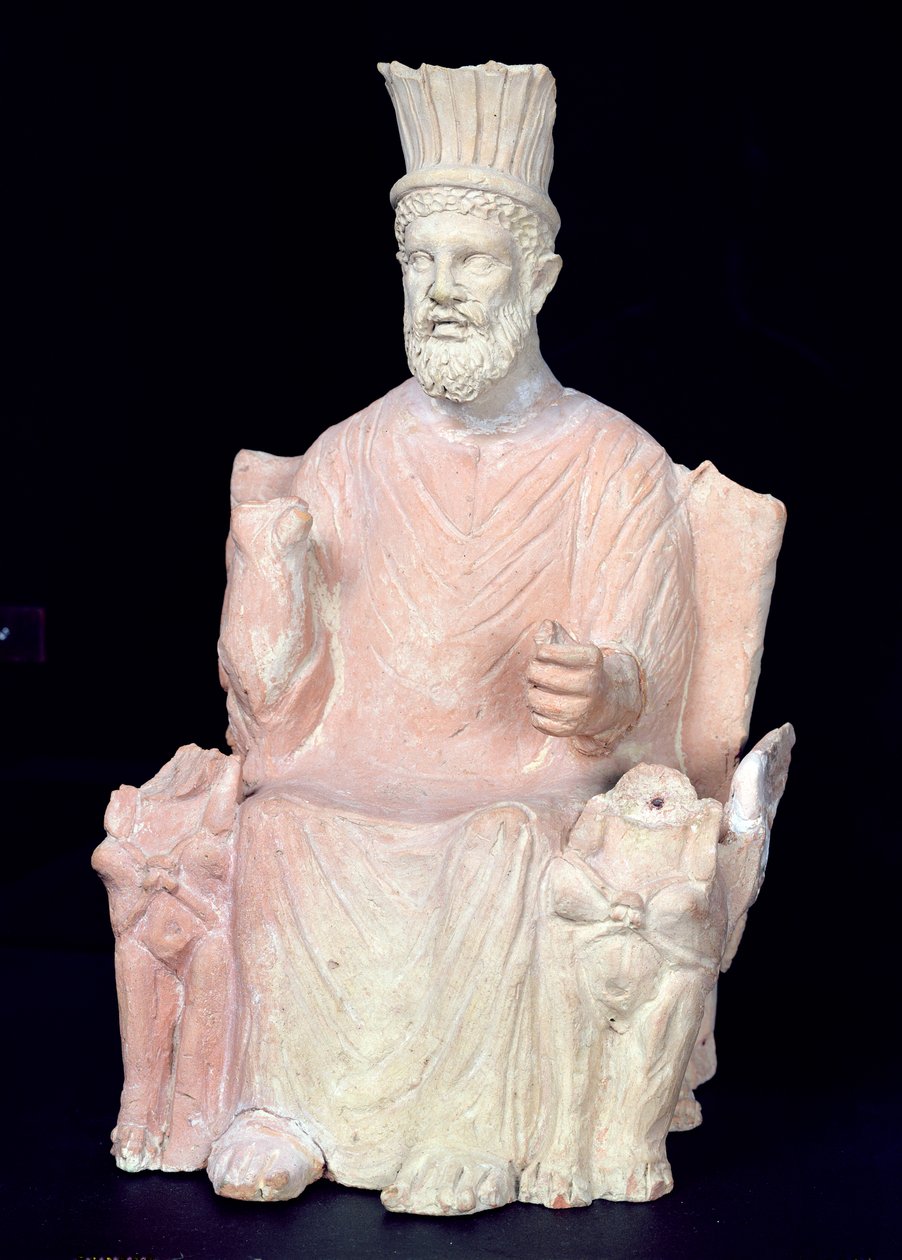 Baal Hammon satt på sin trone, fra helligdommen ved Bir Bou Regba (gamle Thinissut) av Roman