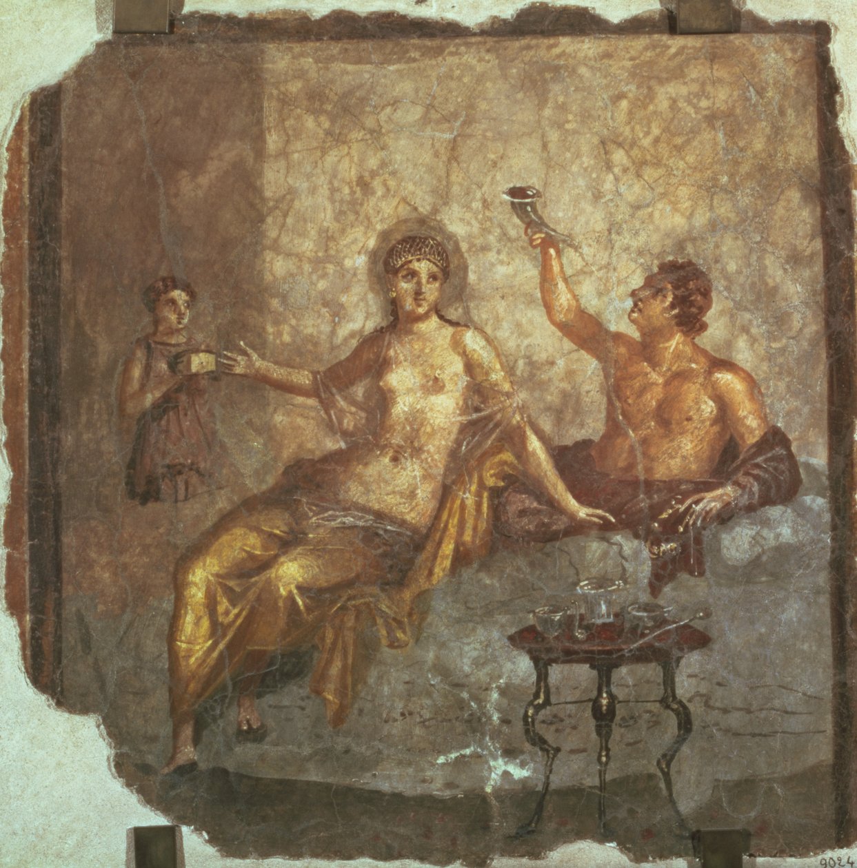 Bankettpar med en slave, fra Herculaneum, ca. 50-79 e.Kr av Roman