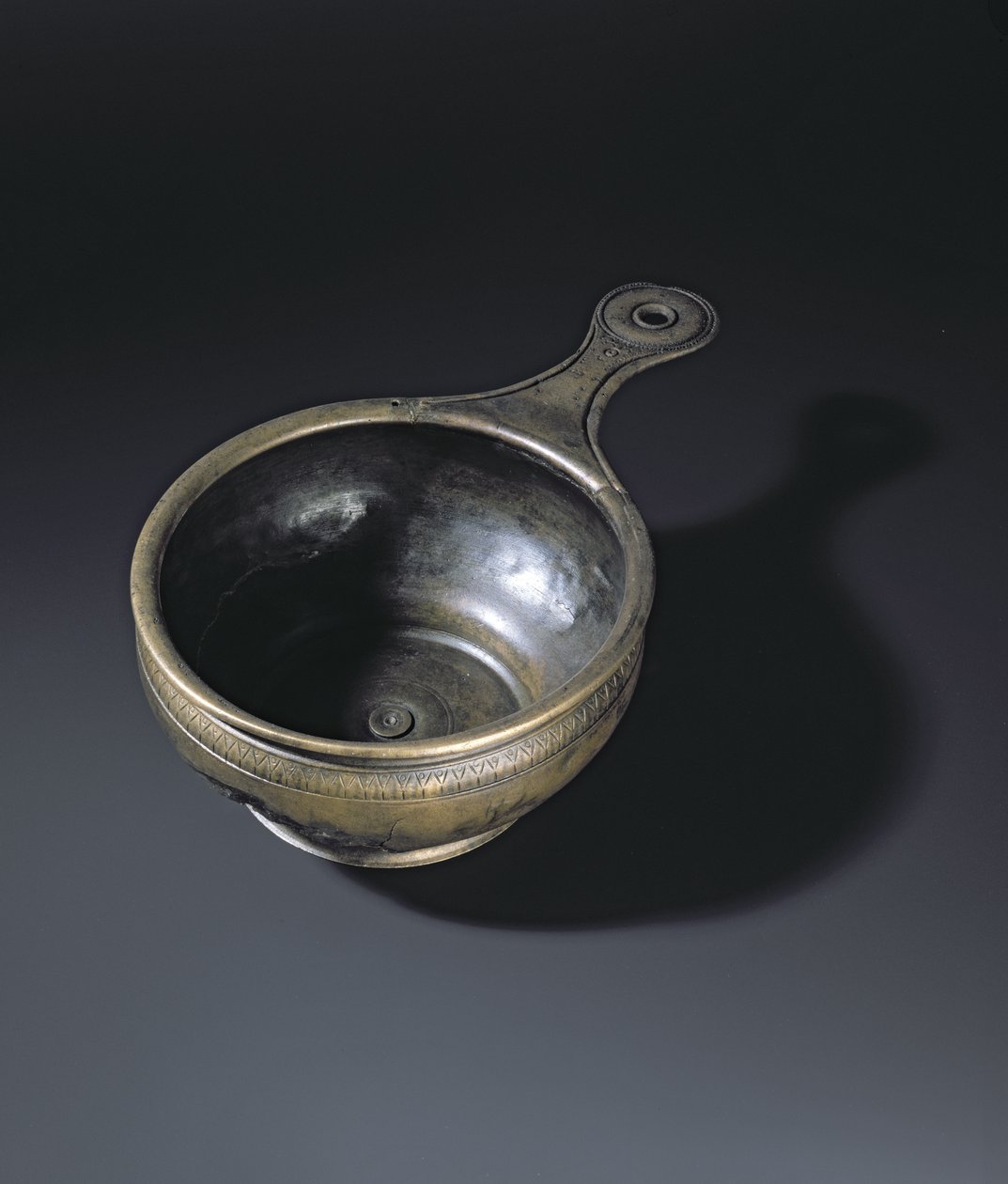 Bronse patera ornamentert på bulen, bunnen og håndtaket, fra Whitehill, Westruther av Roman