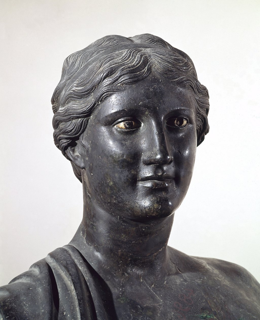 Byste av Sappho, bronsestatue, fra Villa of Papyri, Herculaneum, Campania, Italia, romersk sivilisasjon av Roman