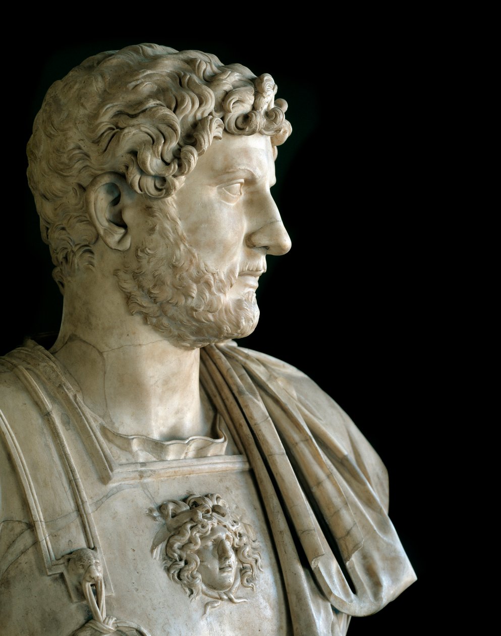Byste av keiser Hadrian (marmorskulptur, 2. århundre) av Roman