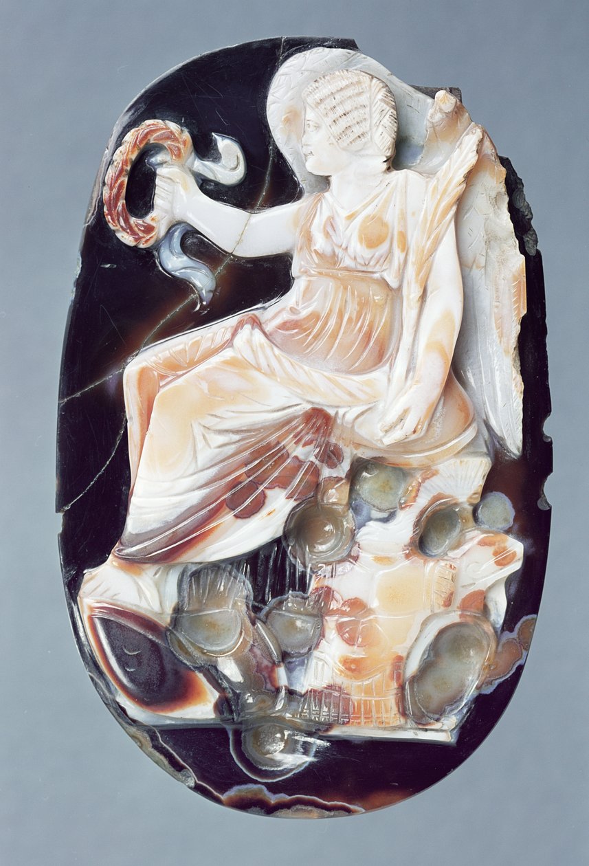 Kameo som viser Julia Domna som seier, ca. 200 e.Kr. (sardonyx) av Roman