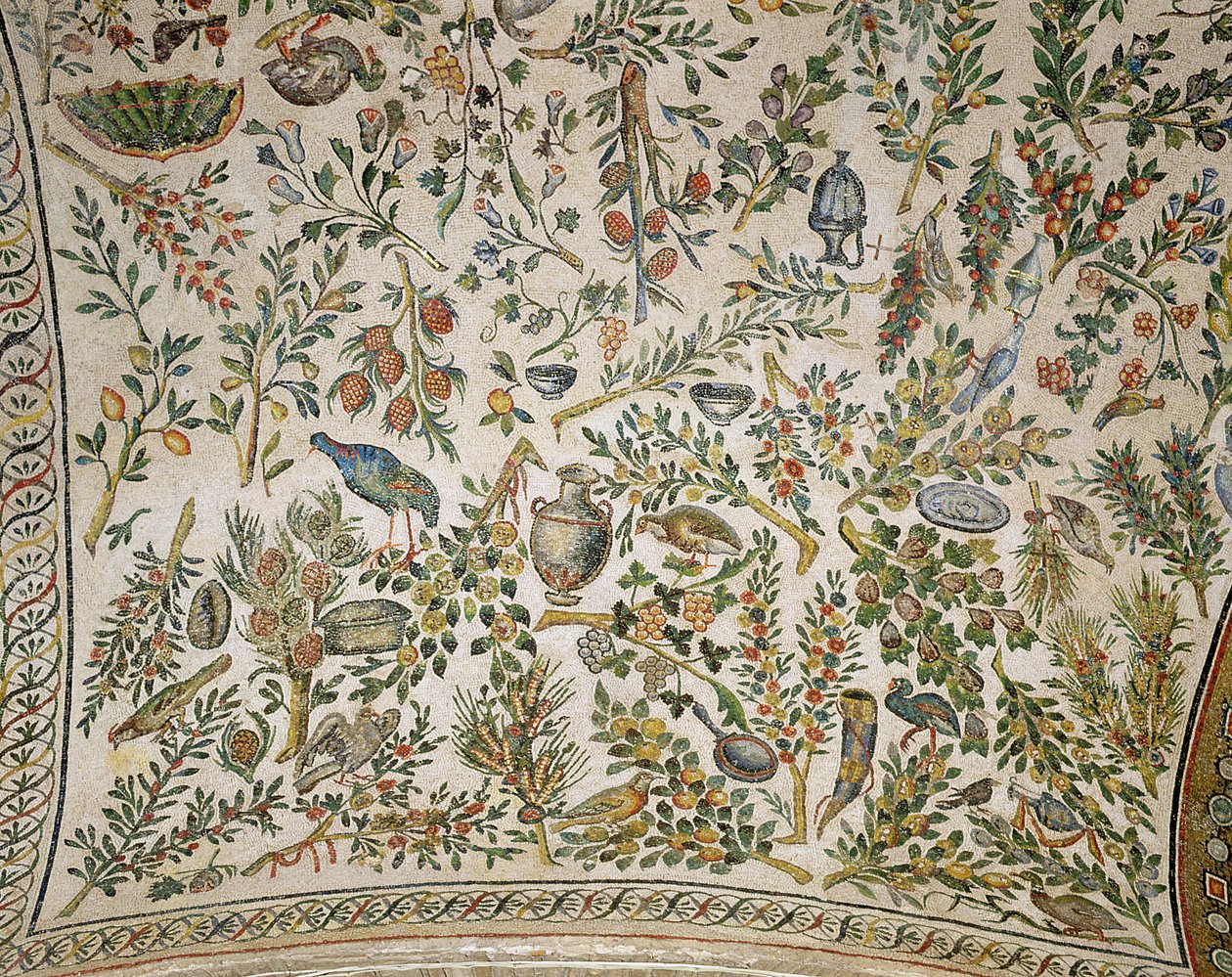 Takdekorasjon med blomster og fugler av Roman