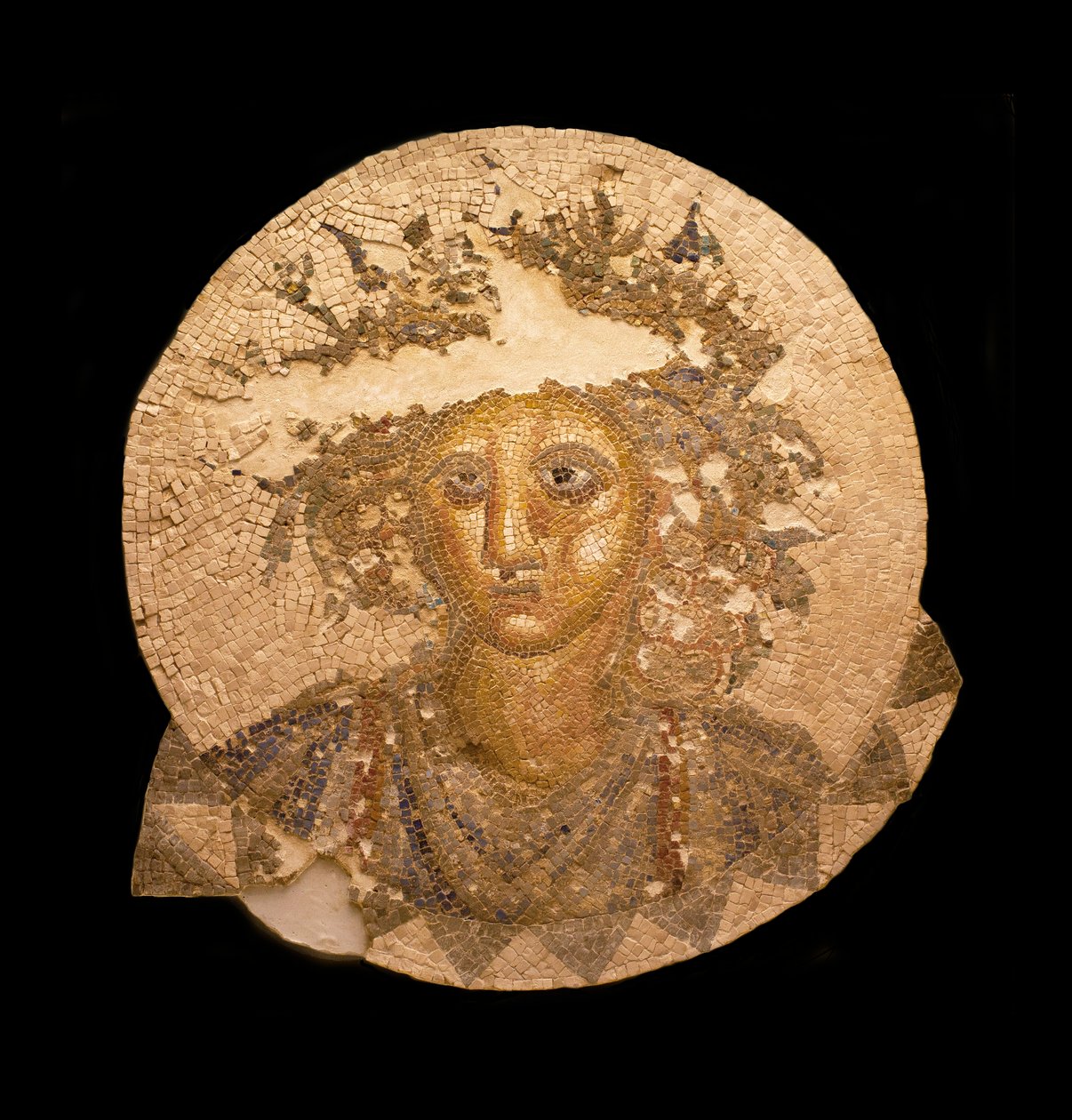 Sentral del av en mosaikk med representasjon av Bacchus. Romersk antikk funnet i Puerto Real, nær Cadiz (Spania), 2. århundre f.Kr. Museum of Cadiz (Spania). av Roman