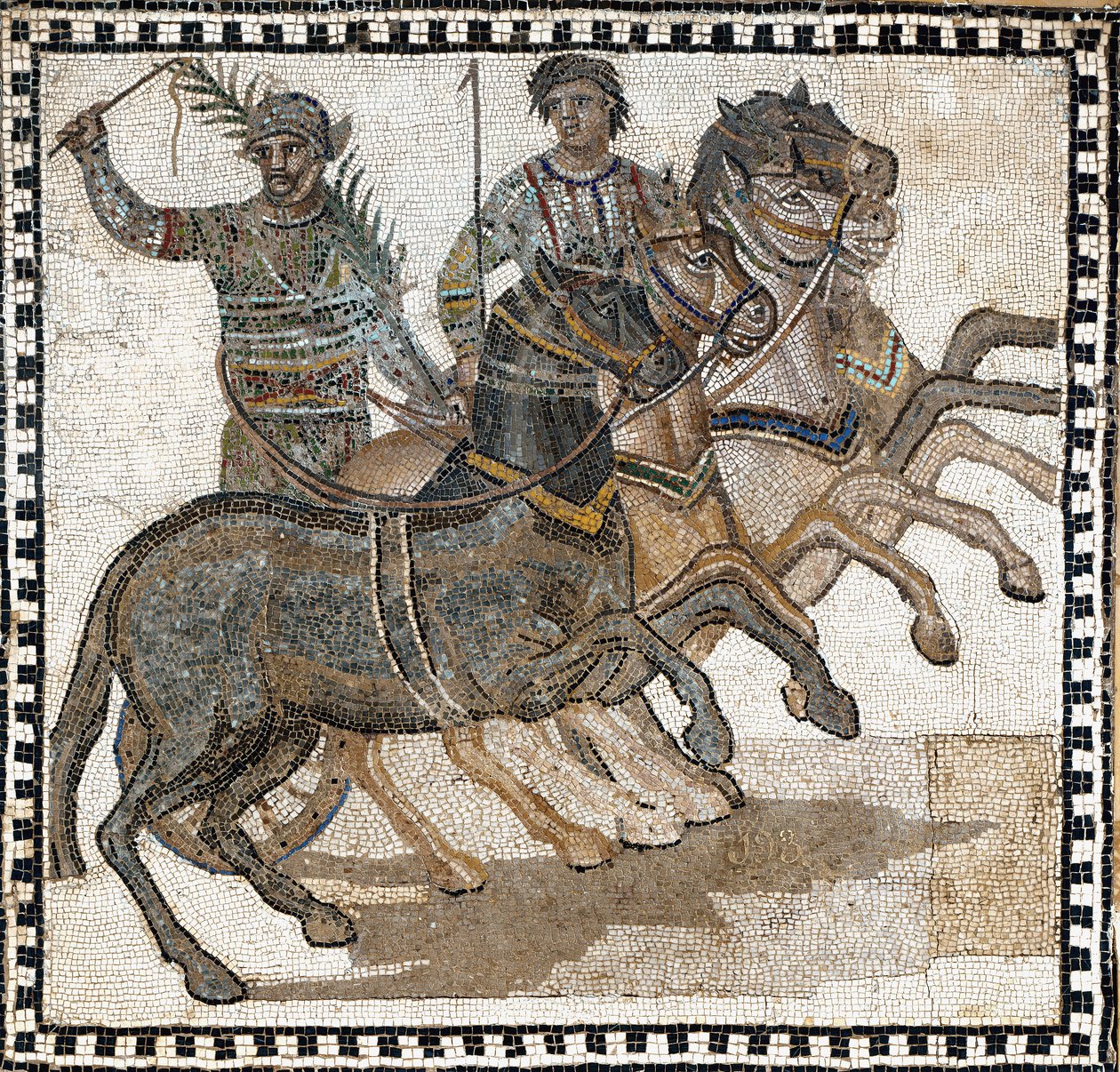 Sirkusscene i det gamle Roma. Mosaikk, 3. århundre av Roman