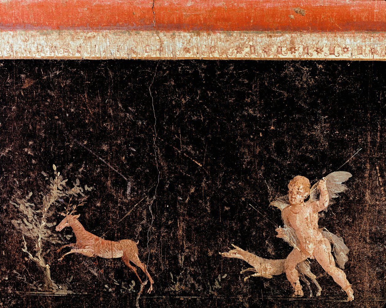 Amor som jakter på hjorten (fresco av Roman