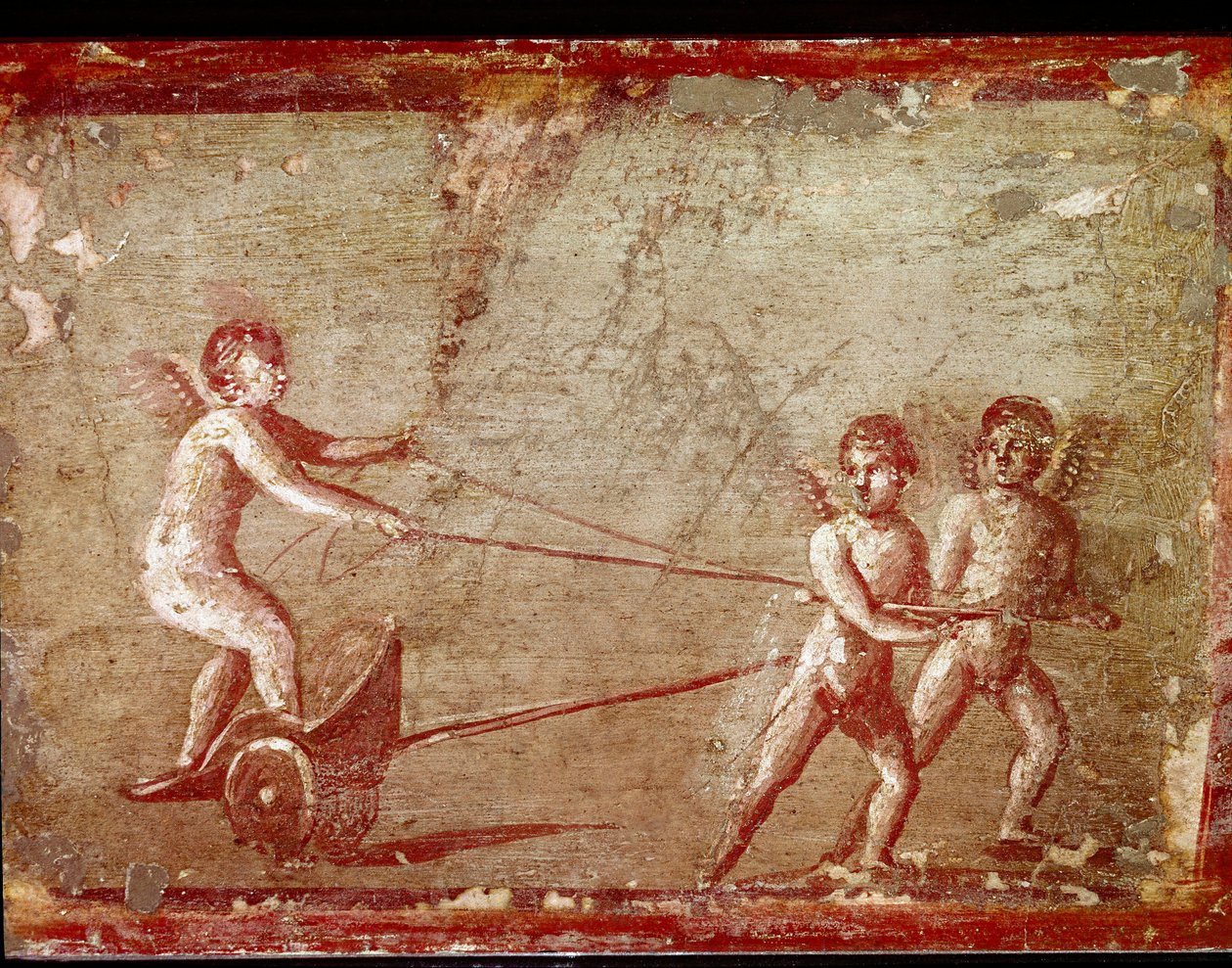 Cupids leker med en vogn (fresco av Roman