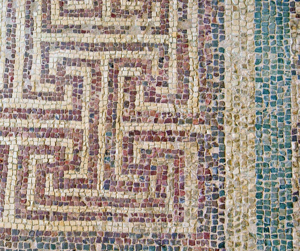 Detalj av geometrisk fliser, House of Theseus, Paphos, Kypros mosaikk av Roman