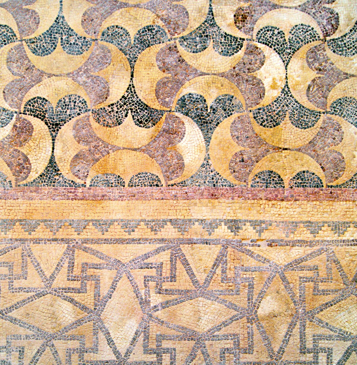 Detalj av geometrisk fliser, House of Theseus, Paphos, Kypros mosaikk av Roman