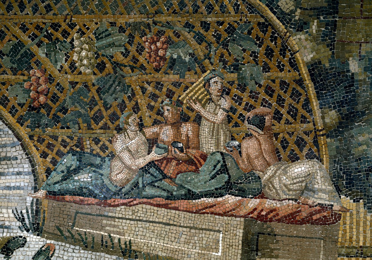 Detalj av den nilotiske mosaikken til Preneste (Palestrina) fra helligdommen til guddommen Fortune Primigenia, 80 f.Kr. av Roman