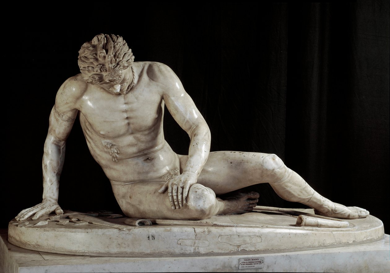 Dying Gaul - The Dying Galatian - "" Dying Galatian Warrior"" Marmorskulptur av Ludovisi Group etter original bronse fra 220-210 f.Kr. Sol. h. 93 cm Roma, Musei Capitolini av Roman