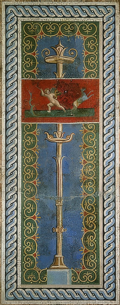 Eros som jeger, detalj av en veggmosaikk, avdekket i Pompeii av Roman