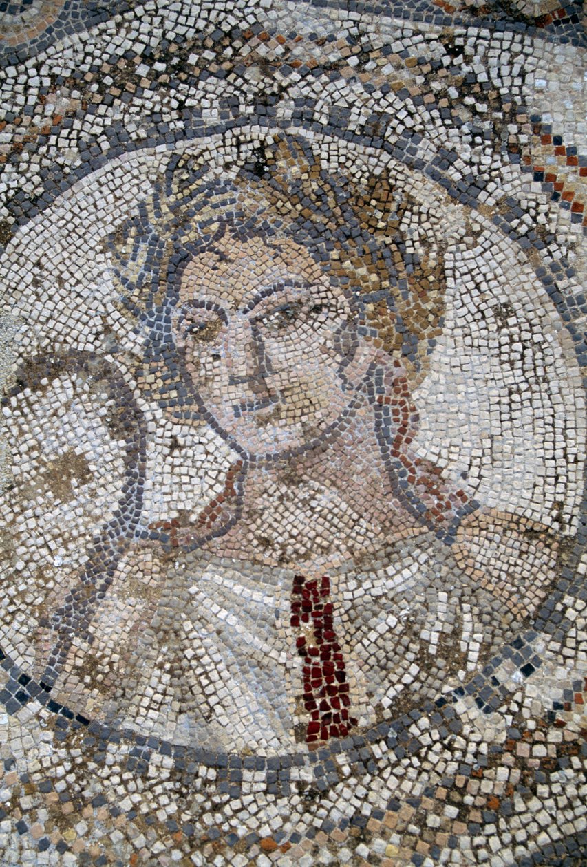 Kvinnelig ansikt, mosaikk i den romerske byen Volubilis (UNESCOs verdensarvliste av Roman