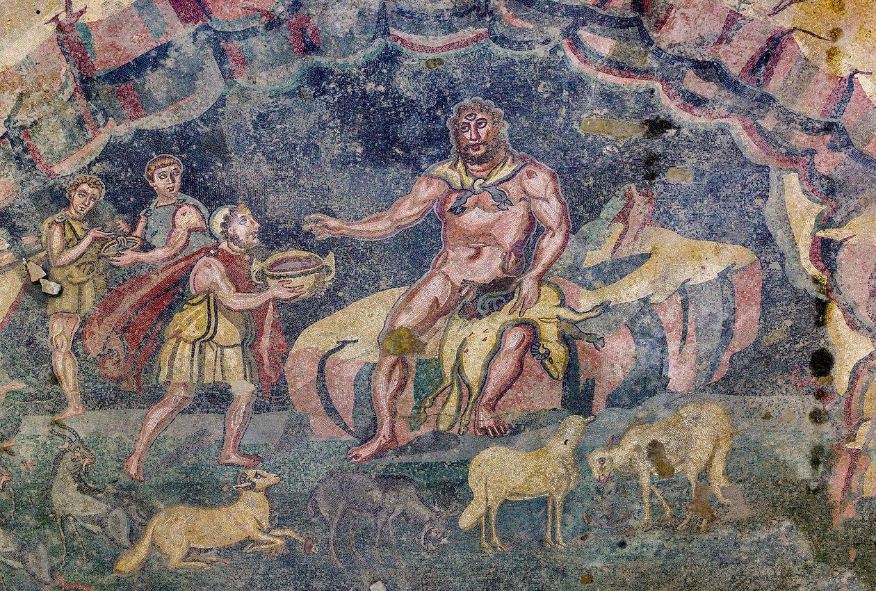 Gulvmosaikk som viser vestibylen til Polyphemus (mosaikk) av Roman