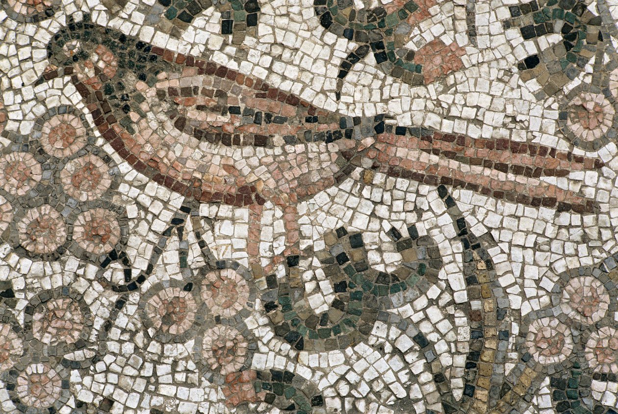 Gulvbelegg som viser en fugl, 300-tallet e.Kr av Roman