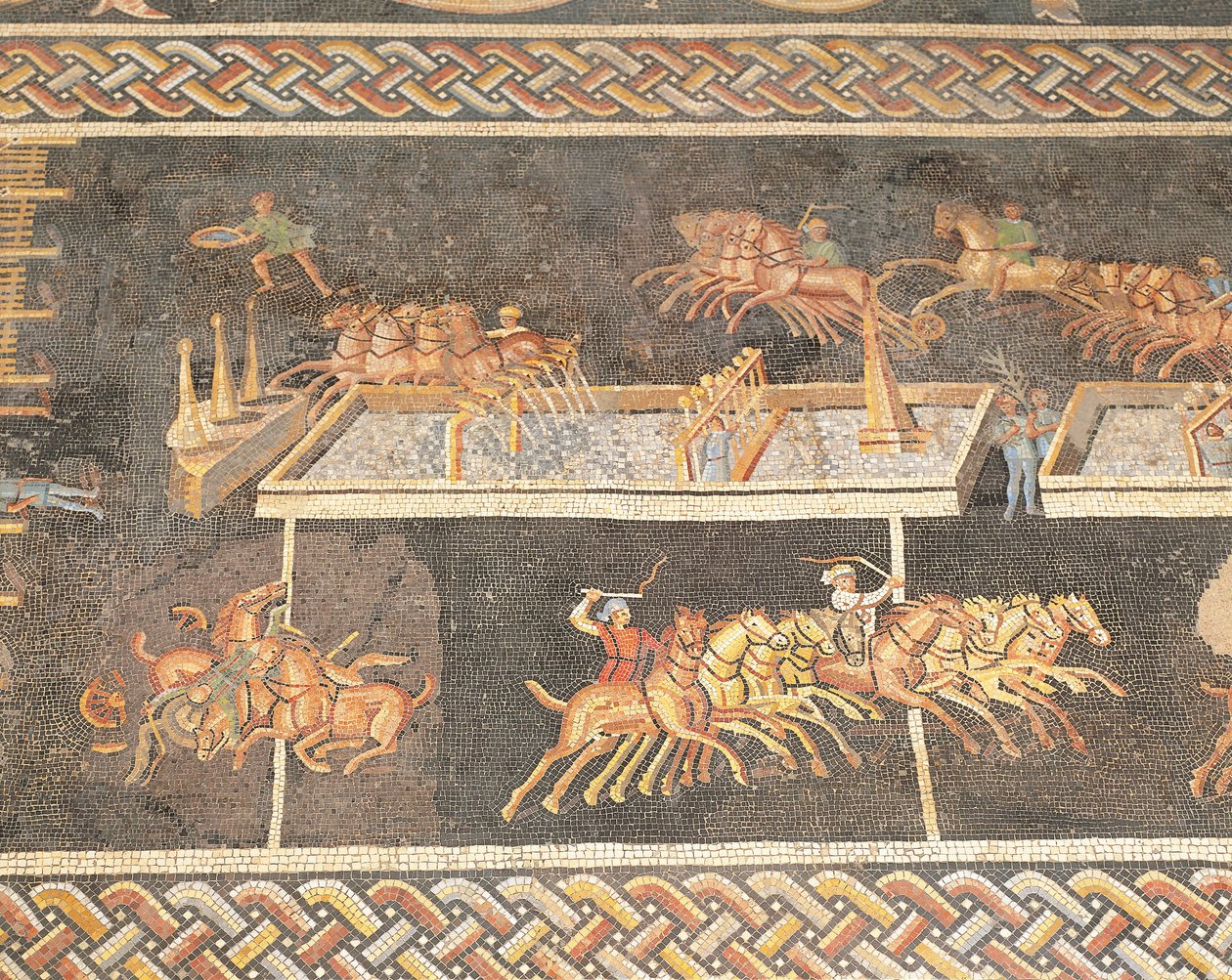 Frankrike, Lyon, Mosaikkverk som skildrer sirkuslekene, Quadriga-løpet av Roman
