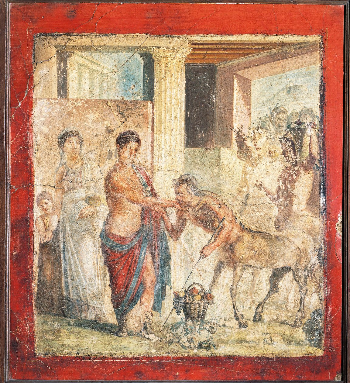 Freske som viser kentaur ved bryllupet til Pirithous og Hippodamia fra Pompeii, Italia av Roman