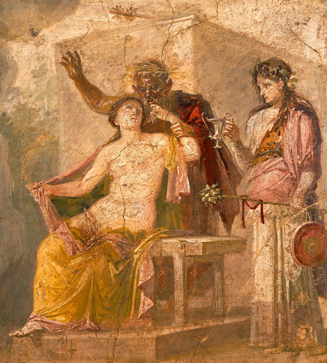 Freske med et erotisk motiv som skildrer en dionysisk scene, fra Pompeii (UNESCOs verdensarvliste av Roman