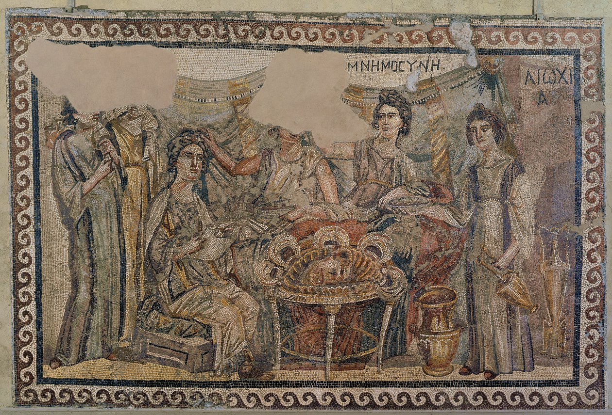 Begravelsessymposium, fra nekropolen i Antiokia, sent på 400-tallet e.Kr. (mosaikk) (se også 3929775) av Roman