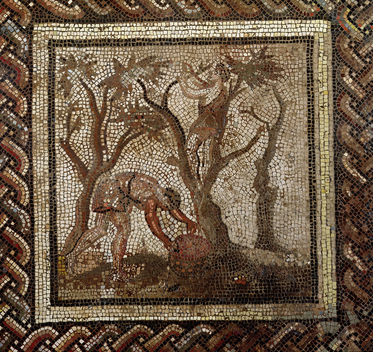 Høsting av druer, fra Saint-Romain-en-Gal (mosaikk) av Roman