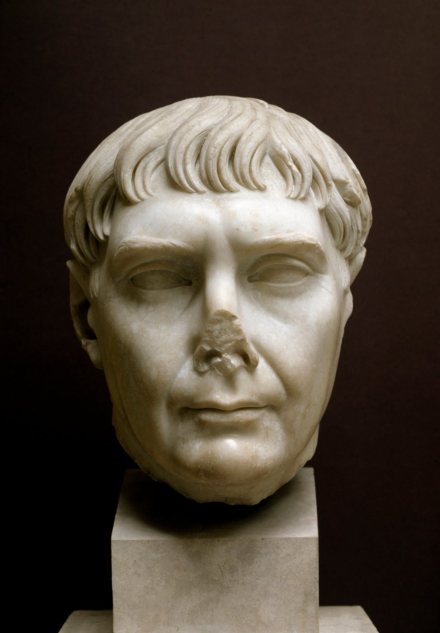 Overhode for keiser Trajan, 2. århundre (marmorskulptur) av Roman