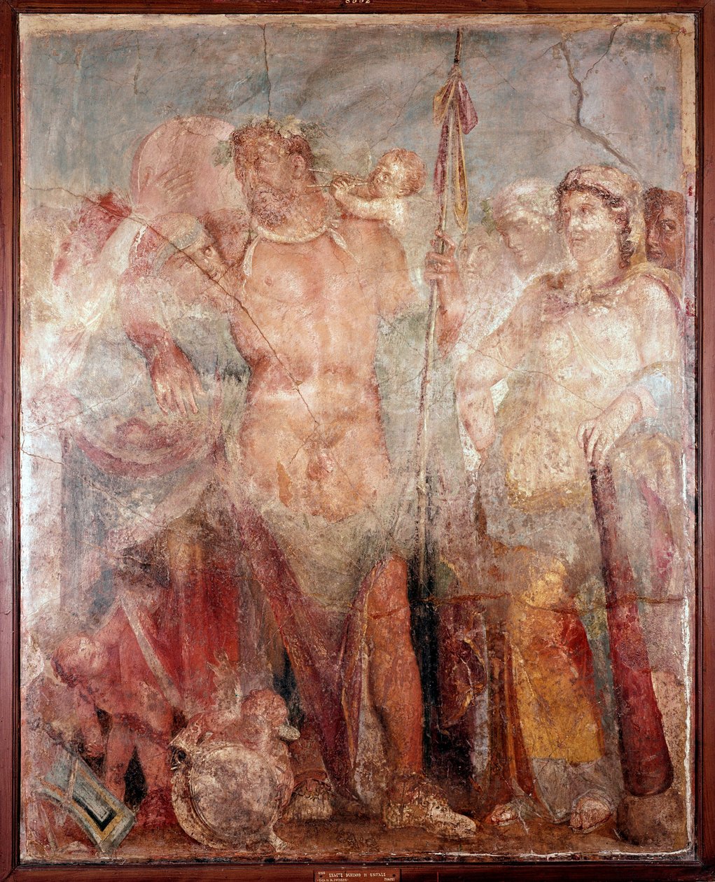 Hercules slave av dronning Omphale (fresco, 54-79 e.Kr.) av Roman