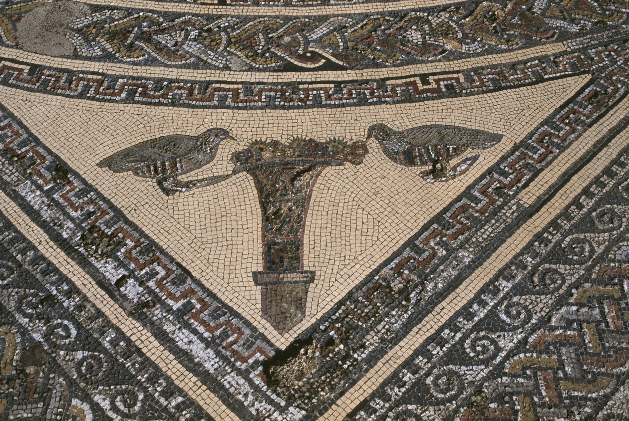 House of Orpheus, Orpheus omgitt av ville dyr, detalj (mosaikk) av Roman