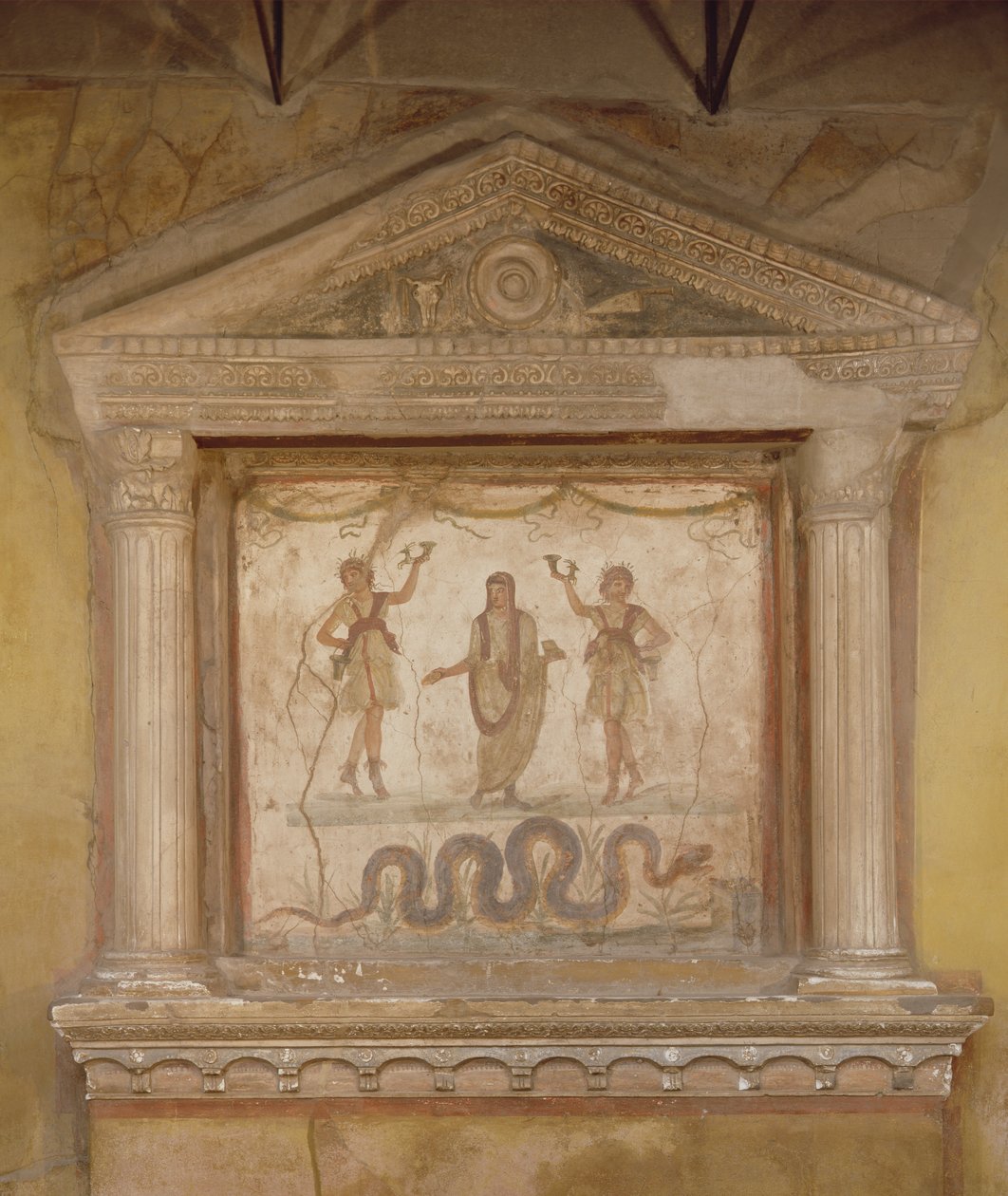 Husholdningshelligdom, fra Casa dei Vetti (Huset til Vettii) (freskomaleri på stein) av Roman