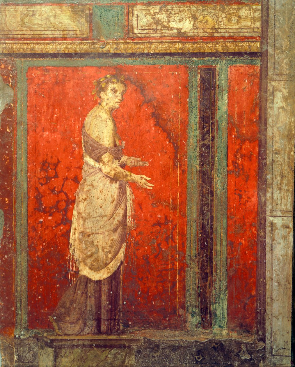 Innvielsesritualer fra Dionysos-kulten, freskomaleri fra Villa Dei Mysteri av Roman