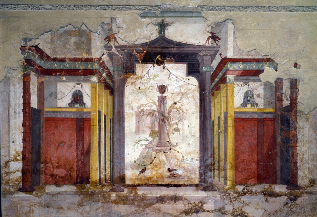 Innvendig visning av freskomaleriene i maskerommet av Roman