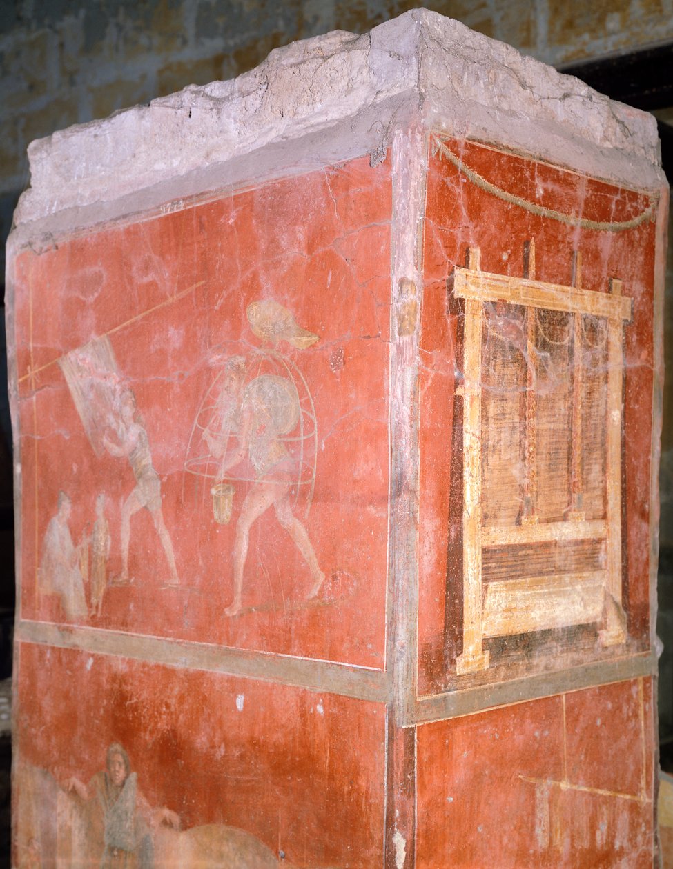 Italia, Napoli, Museo Archeologico Nazionale, Dyers, maleri fra House of Fullonica i Pompeii (UNESCOs verdensarvliste av Roman