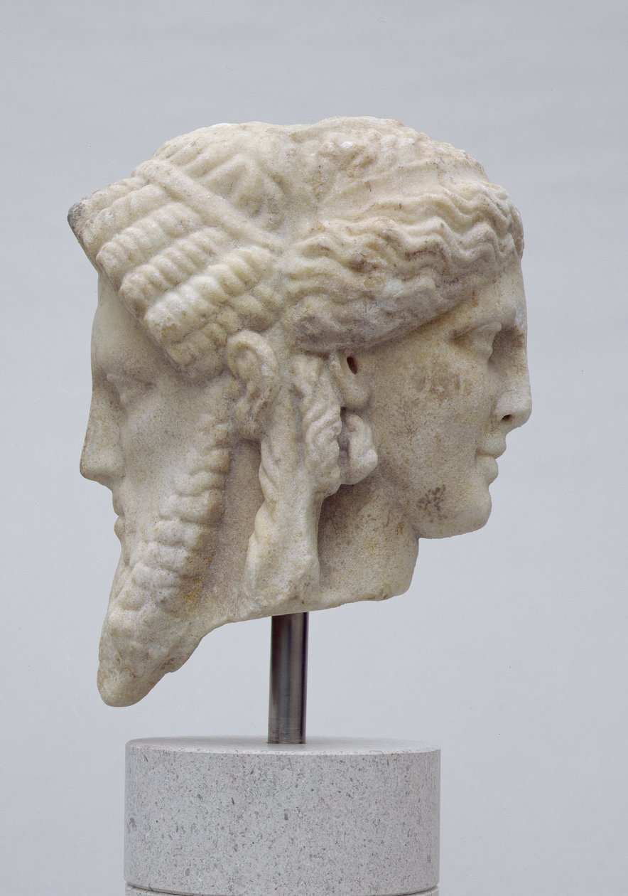 Janiformt hode, sannsynligvis av Dionysos og Apollo, ca. 30-50 e.Kr. (marmor) av Roman